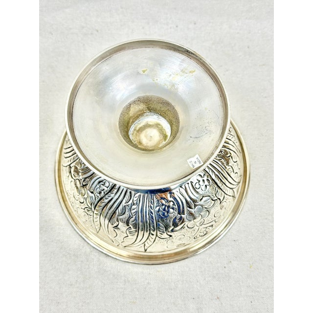 Vintage Silver Colored Metal Compote For Sale - Image 9 of 9