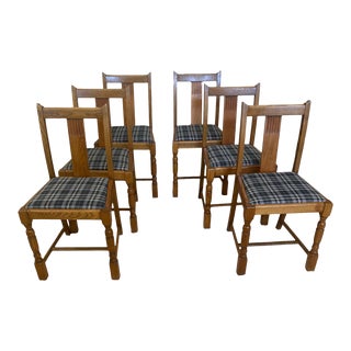 1930s Solid Oak Chairs Set of 6 For Sale