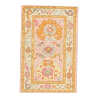 Modern Turkish Oushak Rug 3'2" x 4'9" For Sale