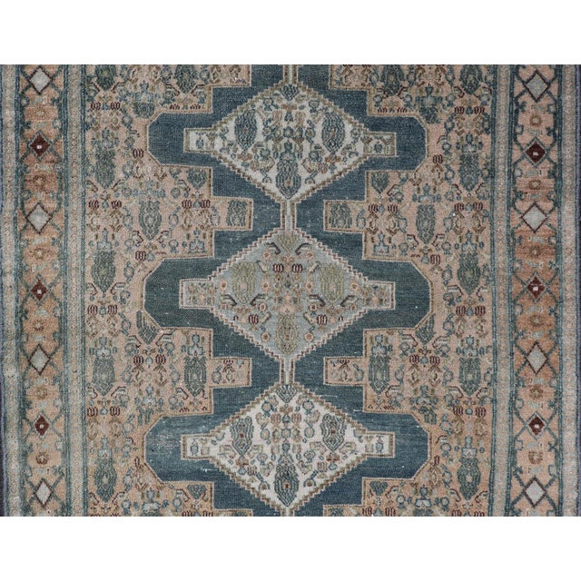 Cerulean Antique Persian Fine Senneh Rug With Medallion's 3'10 X 5'1 For Sale - Image 8 of 12