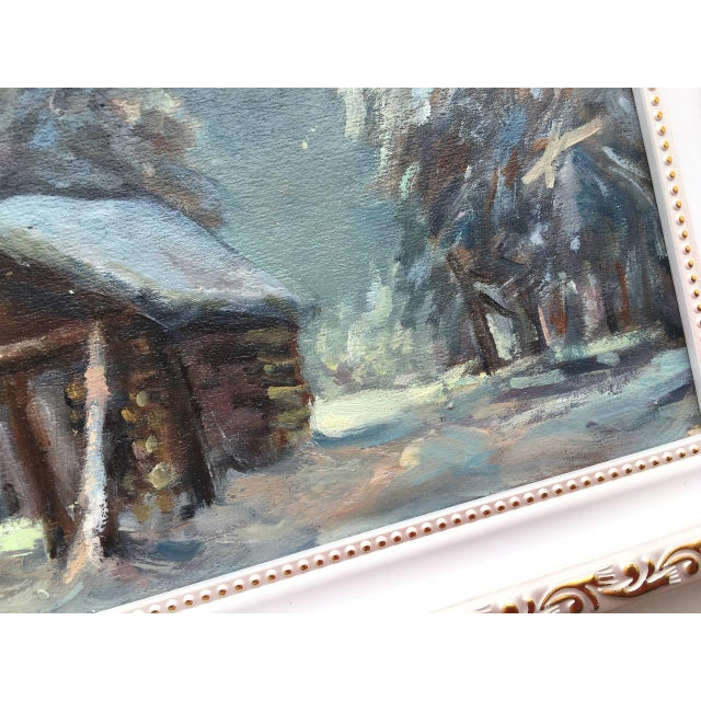 Realism Framed Winter Forest Landscape Original Painting Vintage Style by Valeriya Serova For Sale - Image 3 of 10