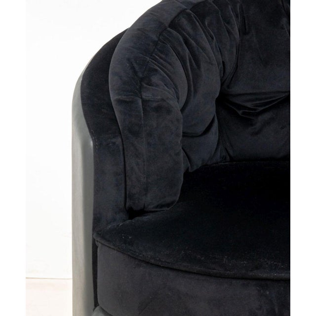 Art Deco Luxxu "Otto" Black Velvet and Leather Armchair For Sale - Image 3 of 7