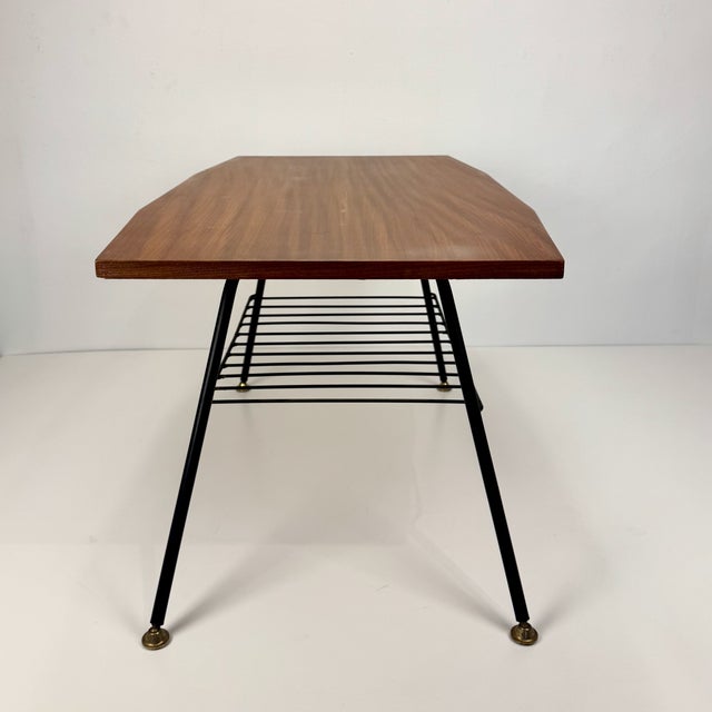 Mid-Century Modern Mid-Century Italian Coffee Table in Teak Veneer with Magazine Rack, 1960s For Sale - Image 3 of 8