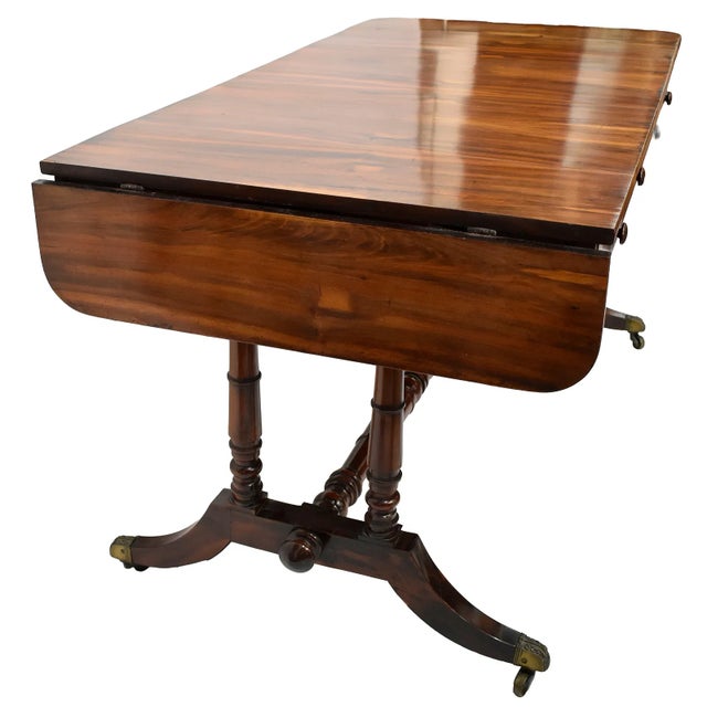 Antique English Regency Rosewood Writing Desk, Sofa Table For Sale - Image 4 of 6