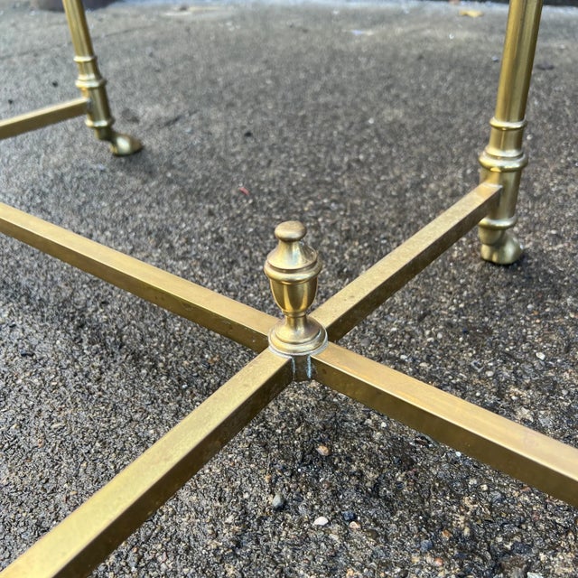 Large Racetrack Labarge Glass and Brass Oval Coffee Table For Sale - Image 11 of 11