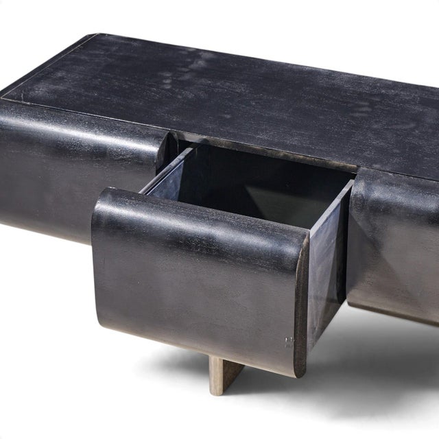 Wood m.f. Harty for Stow & Davis Tomorrow Mid Century Ebonized Walnut and Chrome Credenza For Sale - Image 7 of 8