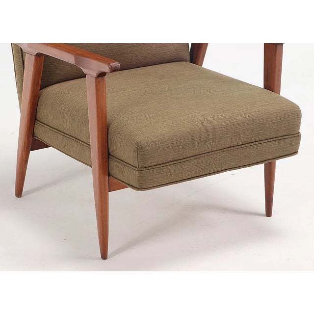 Olive Pair of Walnut Open Arm Chairs, C. 1950 For Sale - Image 8 of 8