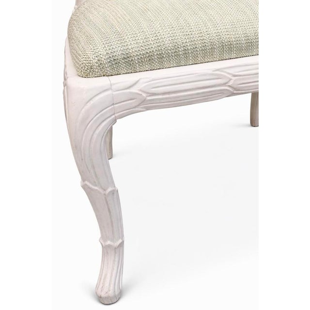 French Provincial 1960s Pair of White Acanthus Upholstered Chairs For Sale - Image 3 of 4