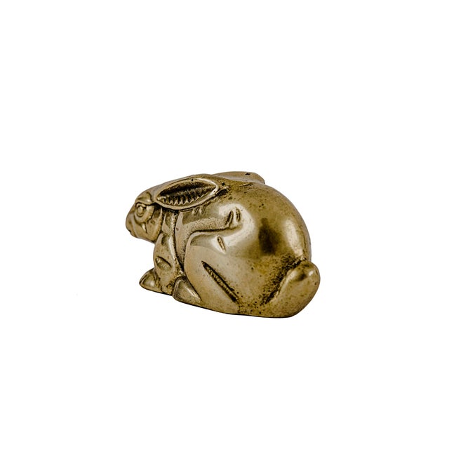 Vintage Mid-Century Modern Brass Rabbit Figurine Paper Weight For Sale In Tulsa - Image 6 of 8