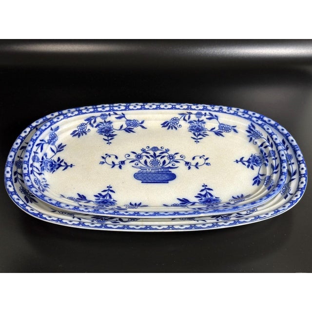 Sevilla Serving Platters in Blue and White Cartuja Porcelain by Pickman, 1930s Set of 2 For Sale - Image 4 of 10