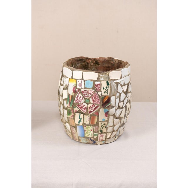 Ceramic Mid 20th Century Mosaic Tiled Planters - Set of 2 For Sale - Image 7 of 11