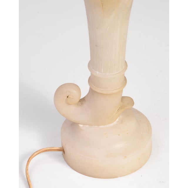 Antique Italian Carved Alabaster Cornucopia Horn of Plenty Table Lamp For Sale - Image 9 of 10