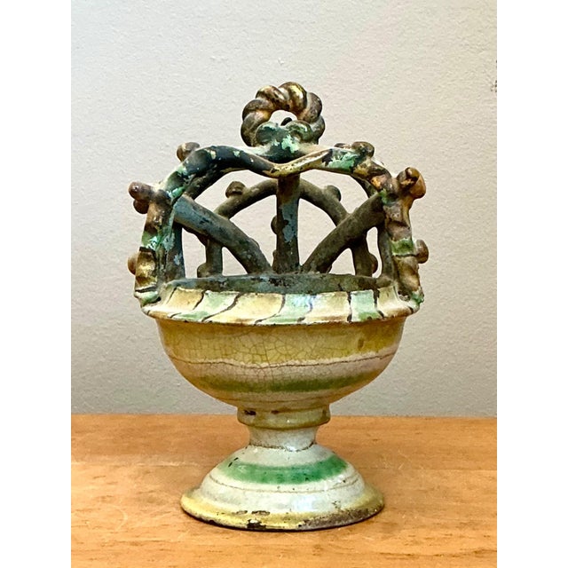 Vintage Polychrome Ceramic Crown Incensario For Sale - Image 13 of 18