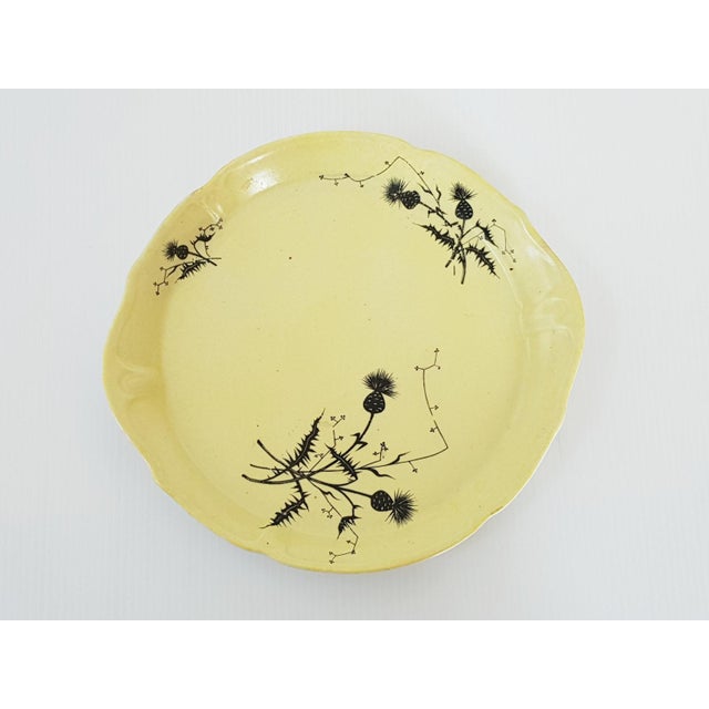 1920s Art Deco Yellow Ceramic Tobacco Set with Thistle Decoration, 1930, Set of 5 For Sale - Image 5 of 9
