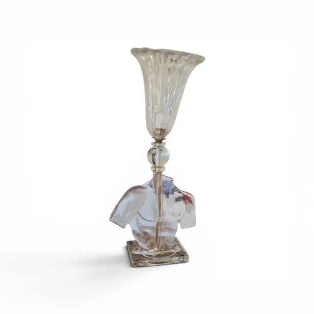 1950s Vintage Murano Art Glass Table Lamp Sculptural Male Torso, Italy, 1960s, Set of 2 For Sale - Image 5 of 5