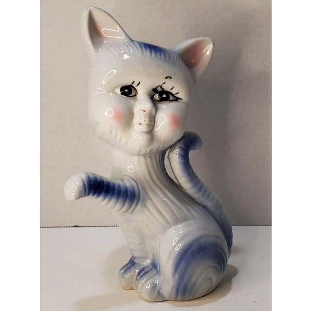 Asian Folk Art Ceramic Cat Statue Chairish