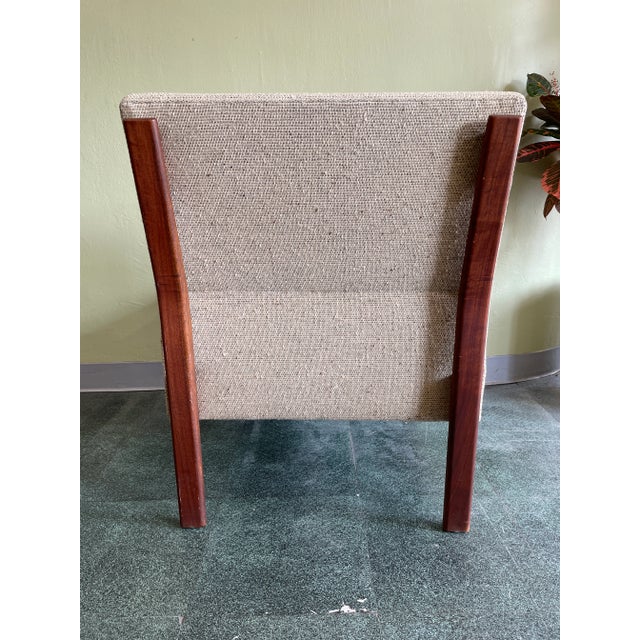 1960s Vintage Jens Risom Design Walnut Framed + Tufted Lounge Chair For Sale In Chicago - Image 6 of 9