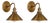 Antique Brass Cone Wall Sconces With Wide Metal Shades and Curved Arms - Pair For Sale