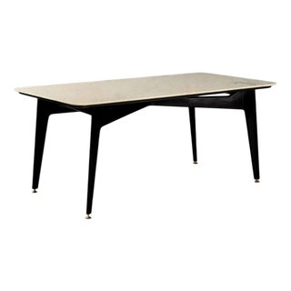 Vintage Dining Room Table in Beech and Marble, 1950s For Sale