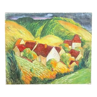 Early French Painting - Red Roofs - Signed For Sale