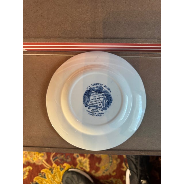 American Vintage Liberty Blue “Washington Leaving Christ Church” Plates – Staffordshire Transferware, Americana Decor - a Pair For Sale - Image 3 of 5