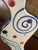 1990s Ceramic Art Vase With Swirl and Dot Pattern and Blue Sides For Sale - Image 10 of 10