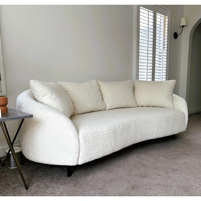 2020s Contemporary Mid Century Style Curved Bouclé Sofa For Sale - Image 5 of 6