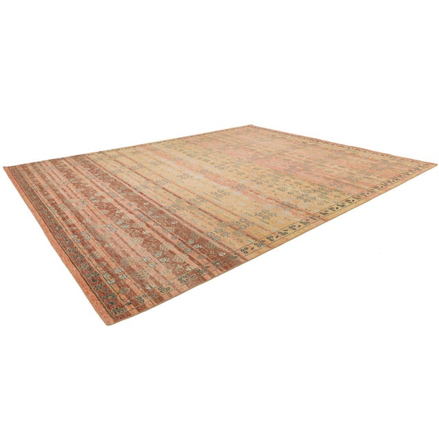 2020s Transitional Khotan Patterned Wool Rug in Earthy Terracotta, Gold, and Sage For Sale - Image 5 of 13