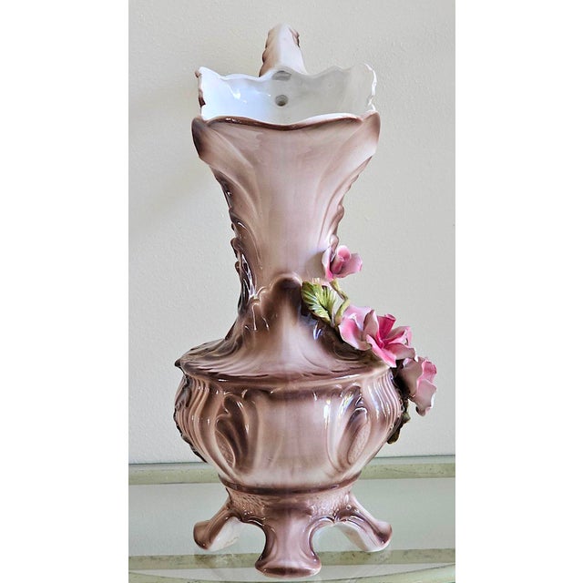 Vintage Italian Capodimonte Porcelain Floral Pitcher Ewer / Vase For Sale - Image 13 of 18