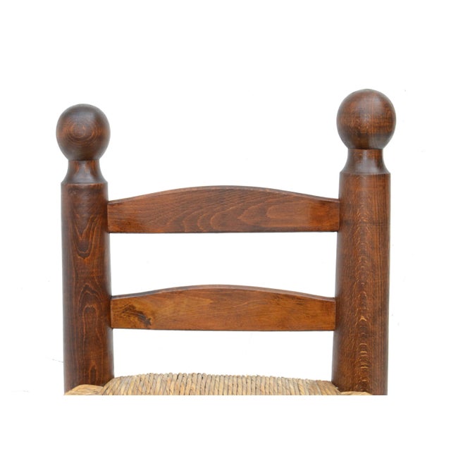 Charlotte Perriand Style Turned Wood Kid's Chair Woven Rush Seat France 1960 For Sale - Image 9 of 12