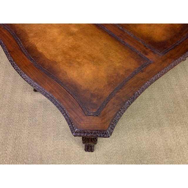 Brown Chippendale Style Writing Table in Carved Mahogany, 1900 For Sale - Image 8 of 18