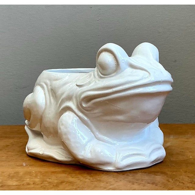 Vintage Italian White Frog Ceramic Vase For Sale - Image 12 of 12