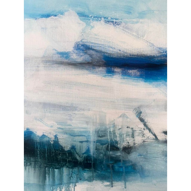 Textile "Edge of Memory", Abstract Painting in Blue and White For Sale - Image 7 of 7