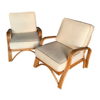 1940s Vintage Rattan Lounge Chairs - a Pair For Sale