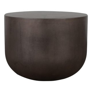 Slate Black Cement Drum Outdoor Side Table For Sale