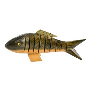 1970s Carved Reticulated Wood Fish For Sale