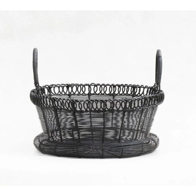 Metal Antique French Woven Wire Basket, 1900 For Sale - Image 7 of 12