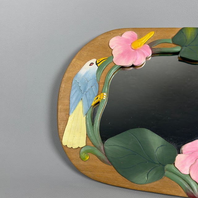 Oval Wall Mirror in Carved Wood For Sale - Image 4 of 10