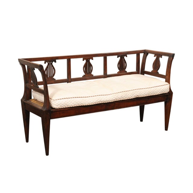 Wood Italian 19th C. Lyre Splat Back Sofa Bench For Sale - Image 7 of 12