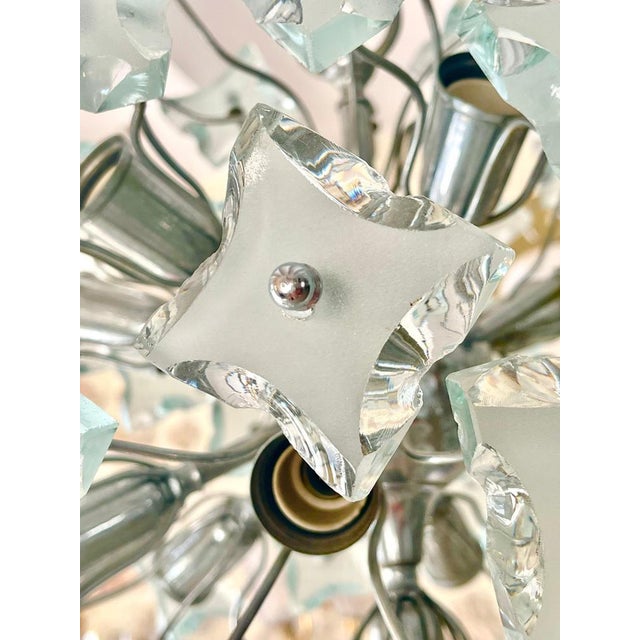 Glass Sputnik Cut-Glass 13-Bulb Chandelier attributed to Fontana Arte, 1960s For Sale - Image 7 of 13