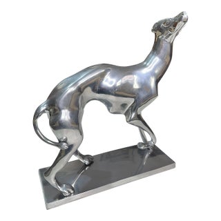 Vintage Large Art Deco Aluminum Greyhound Sculpture For Sale