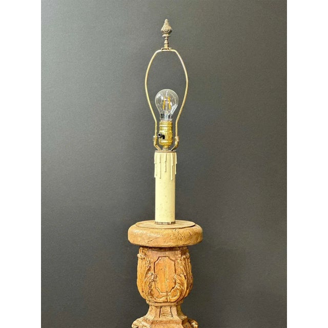 Stunning Italian hand-carved floor lamp from the 18th Century. UL Listed (rewired to fit US Standards). Dimensions: 76.5"H...