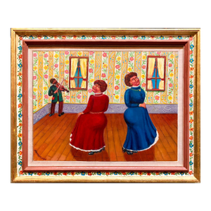 Maurice KishDance of the In laws Wedding Scene Judaica Shtetl Oil Painting WPA Jewish Artist