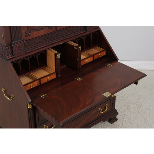 Brown Henkel Harris Mahogany Chippendale Documents Secretary Desk For Sale - Image 8 of 18