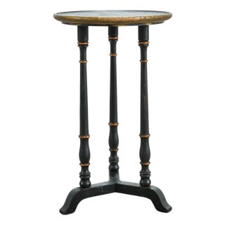 20th C. English Chinoiserie Ebonized Gilt Tripod Drinks Table For Sale