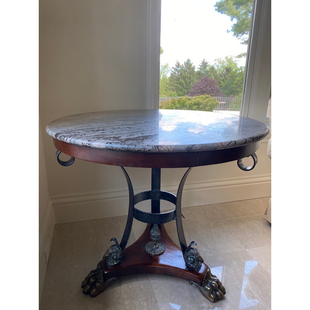 Gray Round Granite Table For Sale - Image 8 of 13