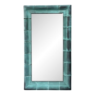 Vintage Patinated Copper Shingle Floor Mirror For Sale