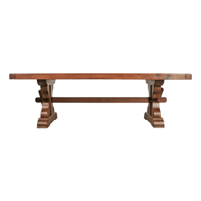 Country French Oak Refectory Farmhouse Trestle Dining Table 8 Ft. For Sale