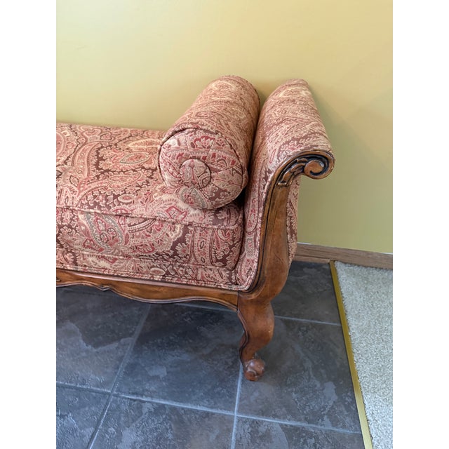 Stunning Ethan Allen Belfiore bench acquired directly from an EA designer showroom. Features the signature carved walnut...