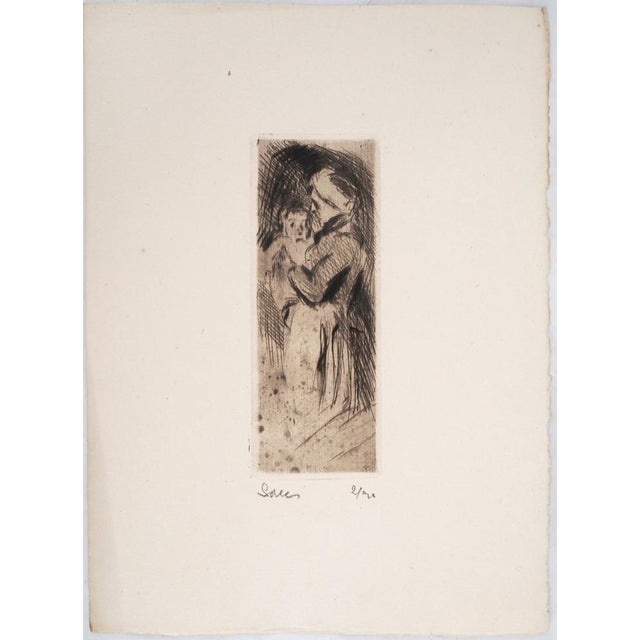 Maximilien Luce, Grandmother Cuddling Her Grandchild, 1890, Original Etching For Sale - Image 6 of 6